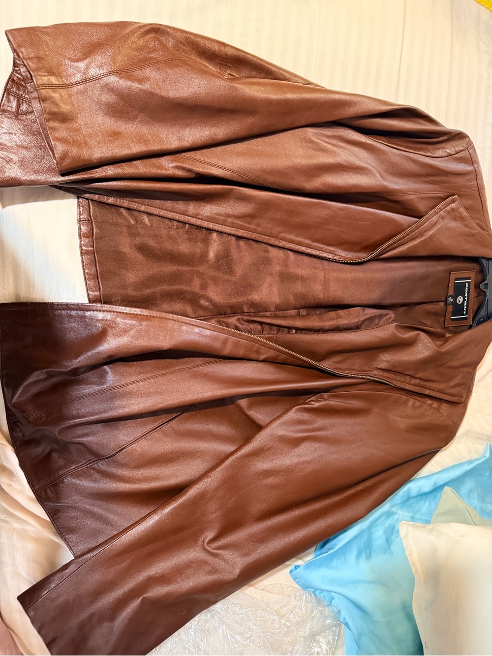 Women’s Brown real Leather Jacket - Classic Open-Front Design